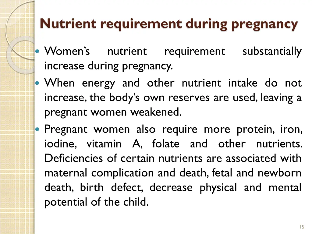 nutrient requirement during pregnancy