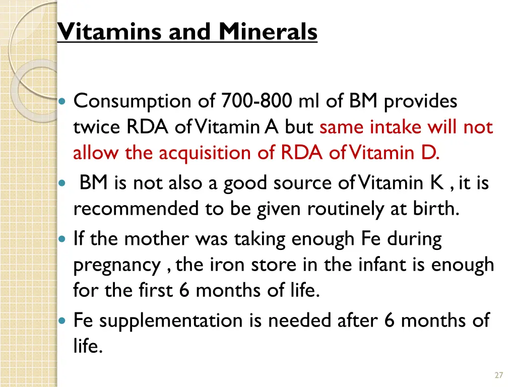 vitamins and minerals consumption