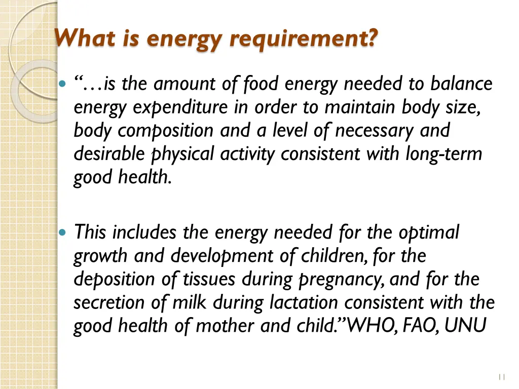 what is energy requirement