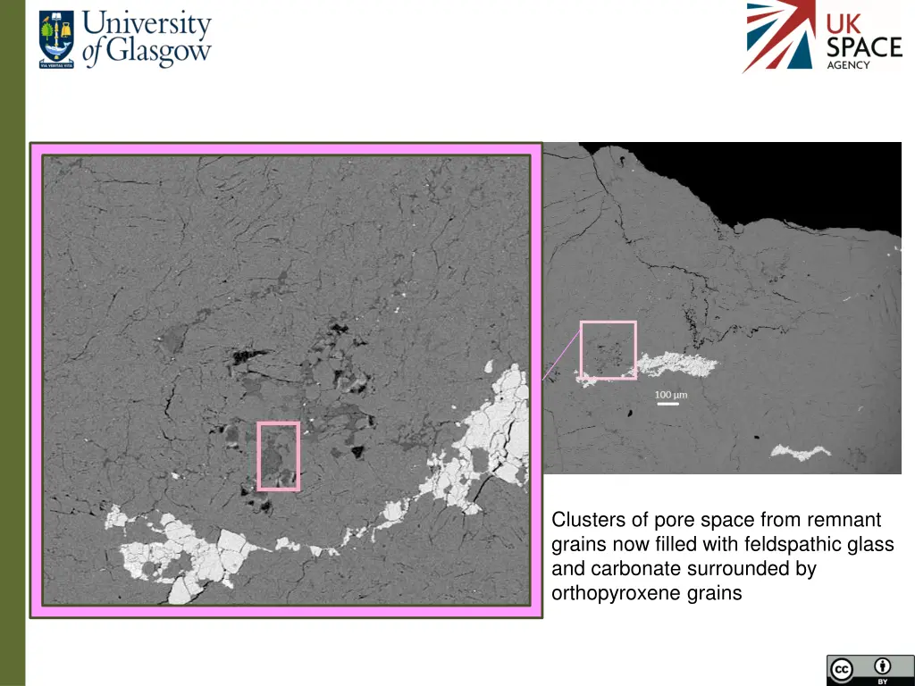 clusters of pore space from remnant grains