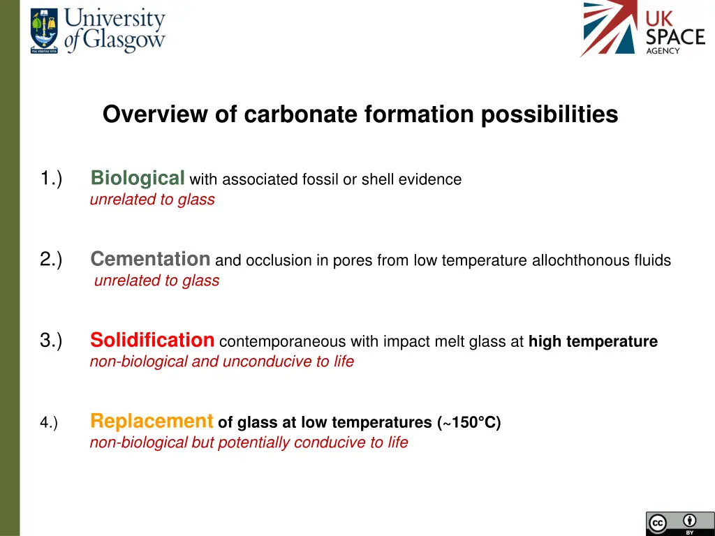 overview of carbonate formation possibilities