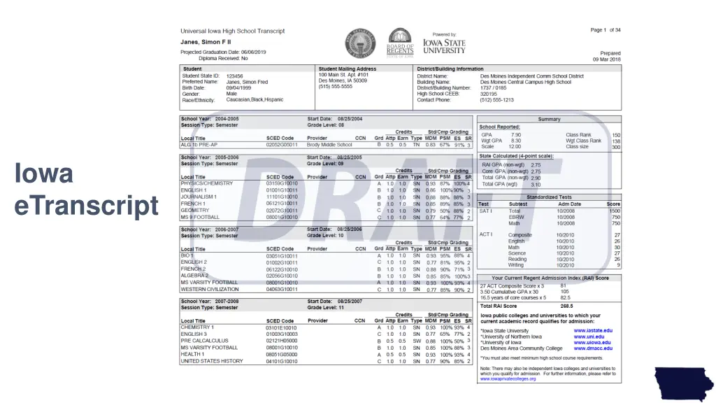 iowa etranscript