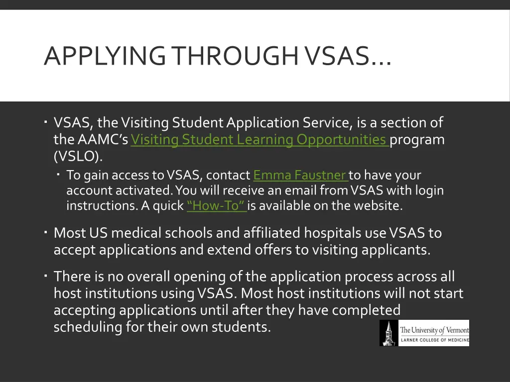 applying through vsas