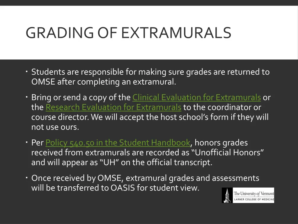 grading of extramurals