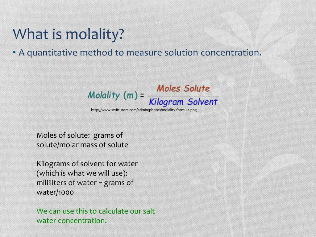 what is molality a quantitative method to measure