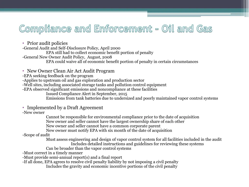 compliance and enforcement oil and gas 1