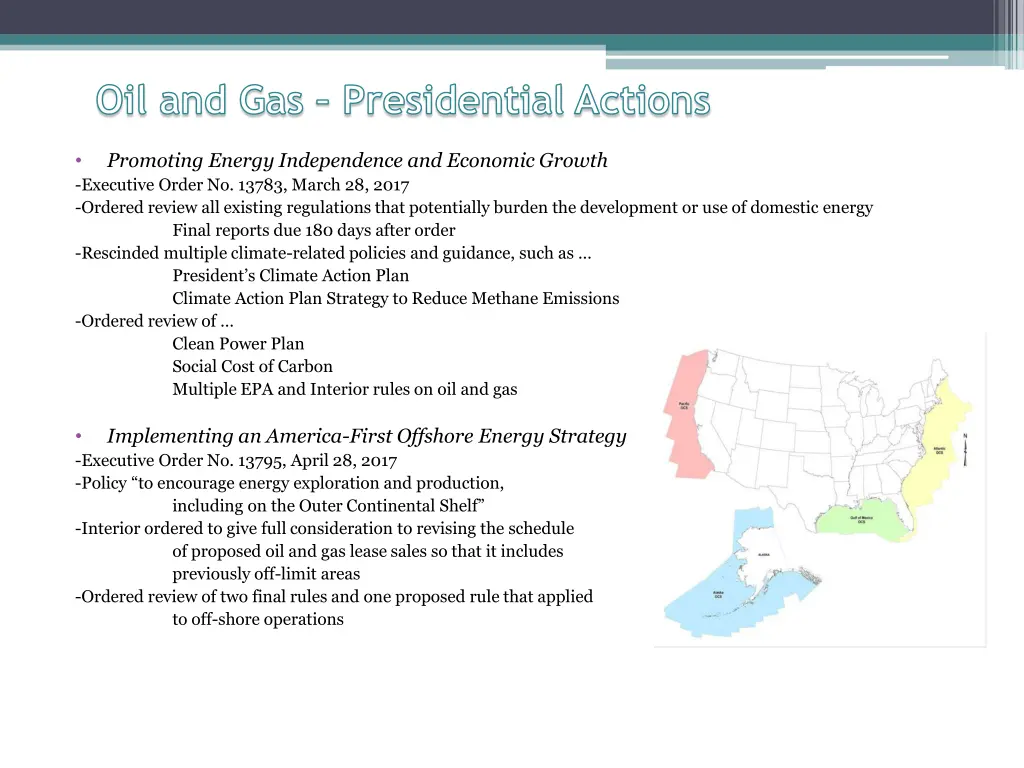 oil and gas presidential actions