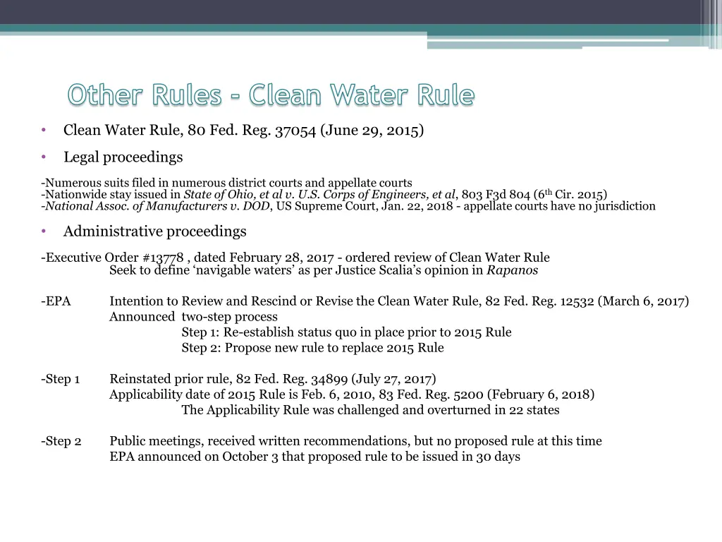 other rules clean water rule