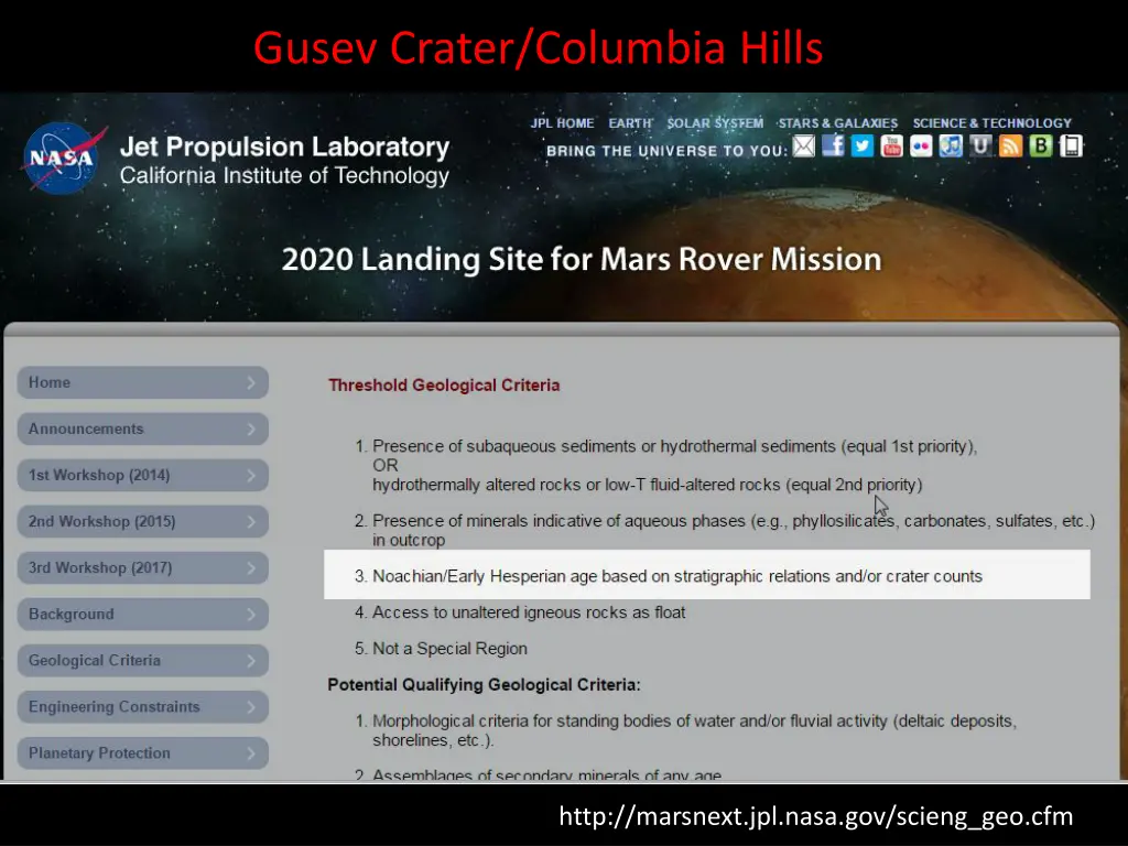 gusev crater columbia hills