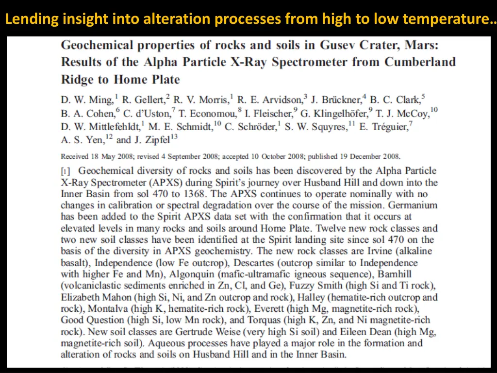 lending insight into alteration processes from