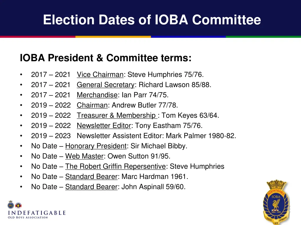 election dates of ioba committee