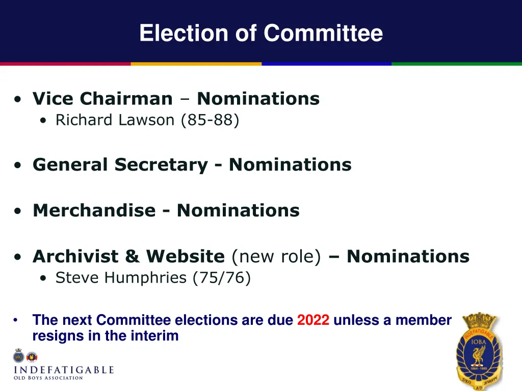 election of committee