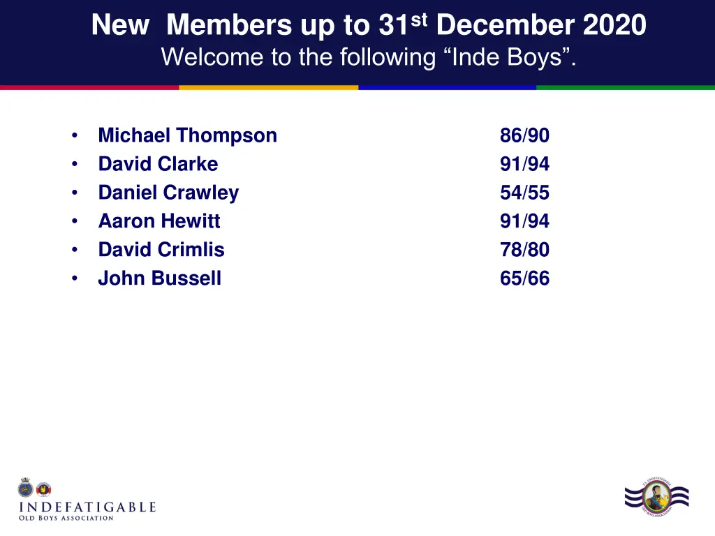 new members up to 31 st december 2020 welcome