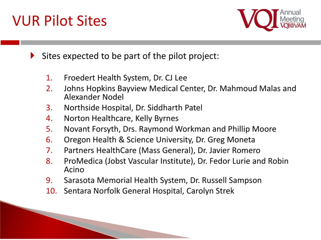 vur pilot sites