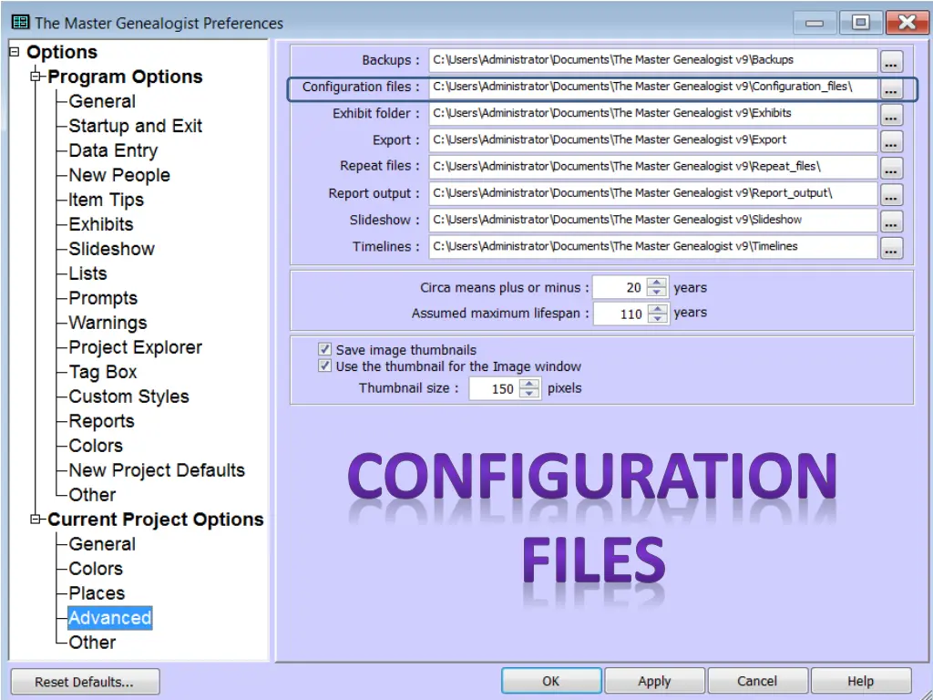 configuration files