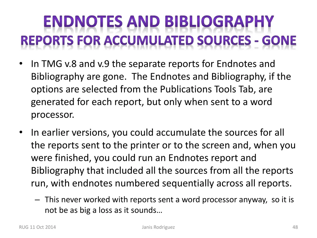 endnotes and bibliography reports for accumulated