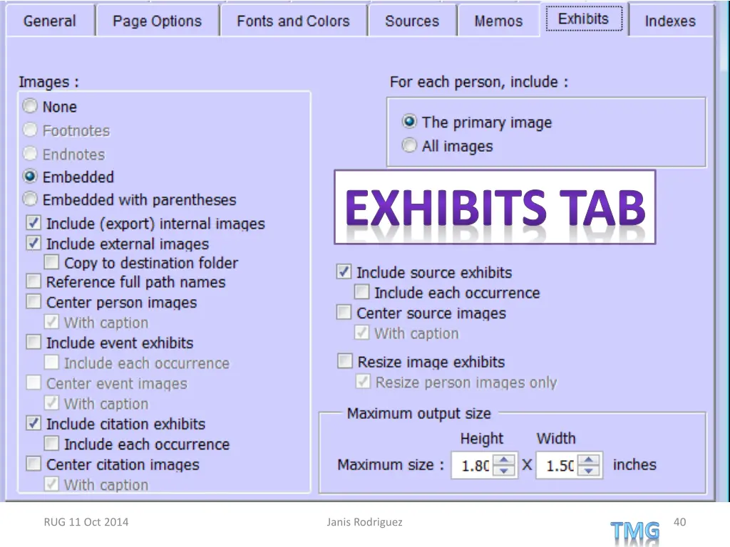 exhibits tab