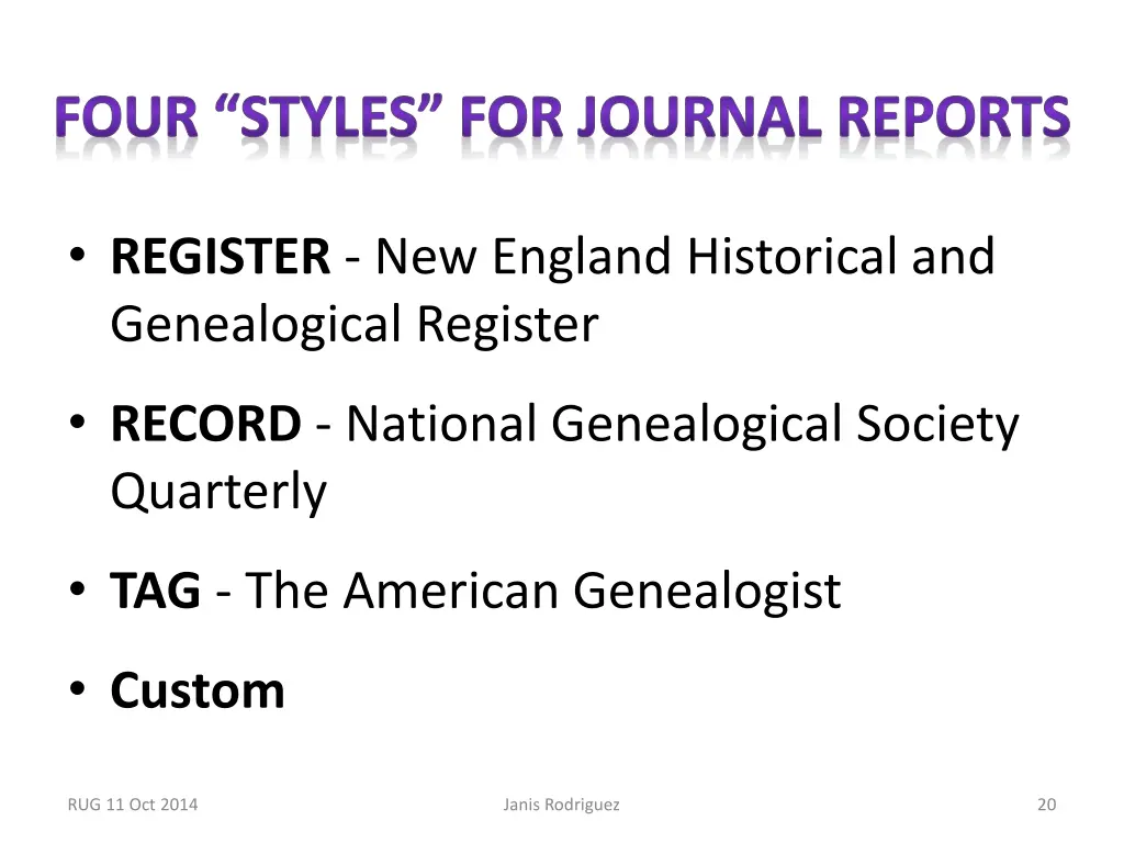 four styles for journal reports