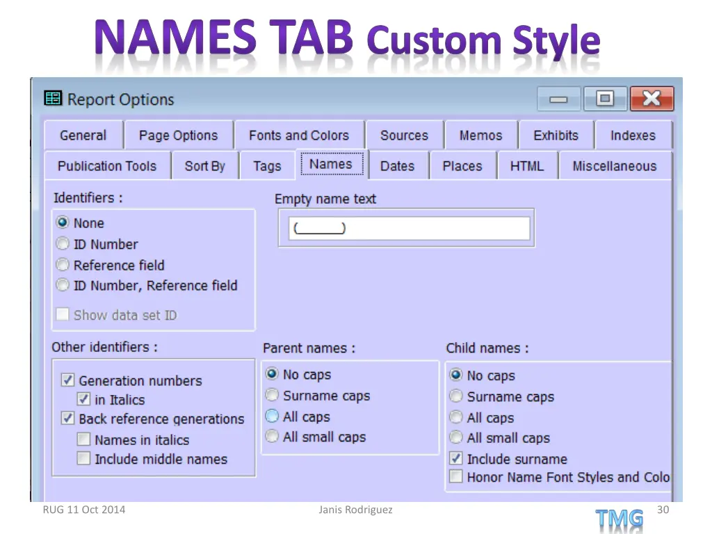 names tab custom style