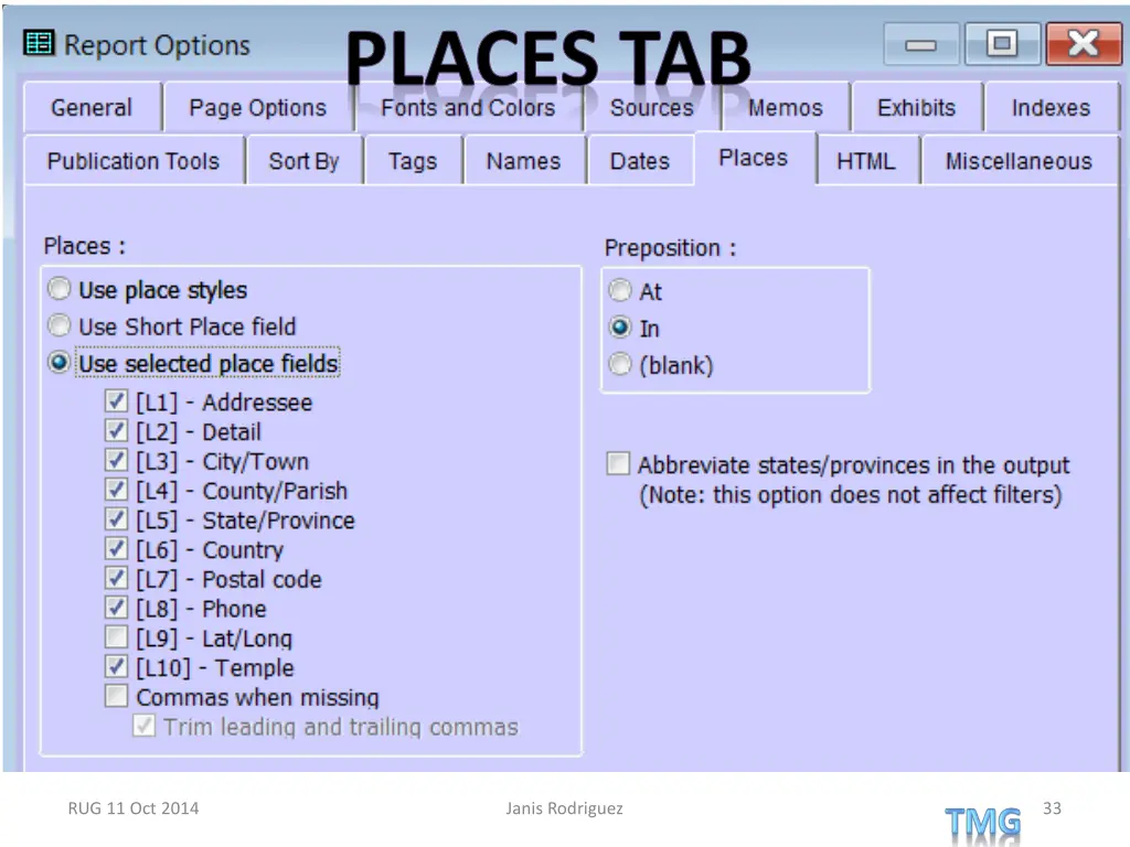 places tab