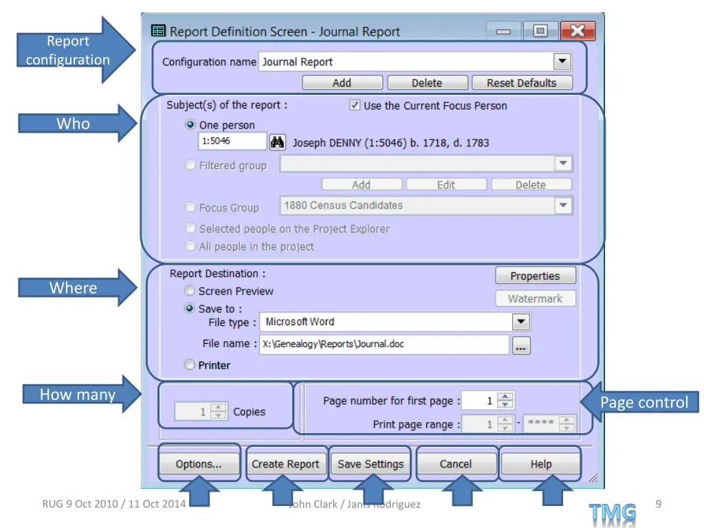 report configuration