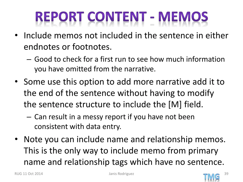 report content memos 1