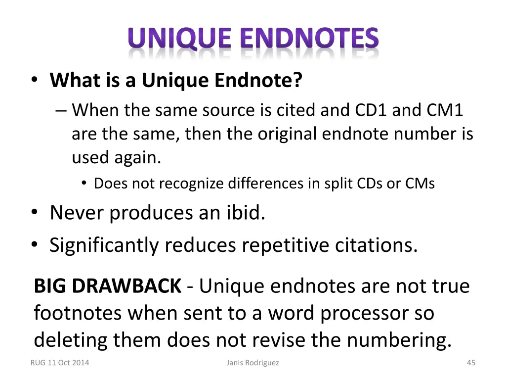 unique endnotes