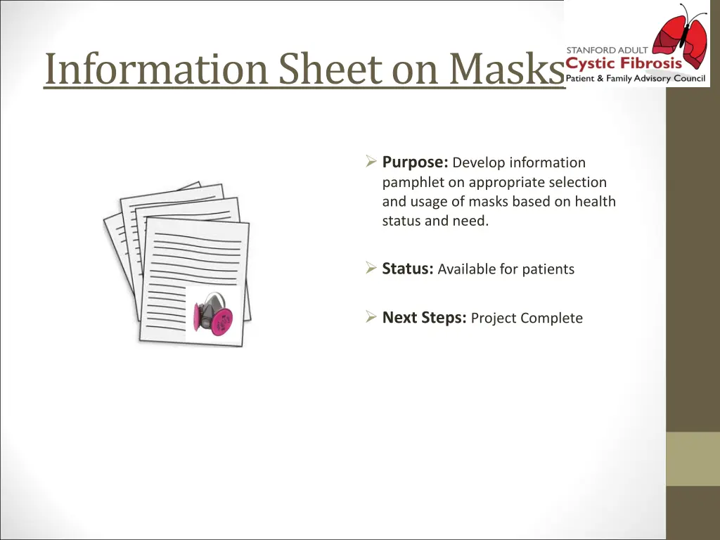 information sheet on masks