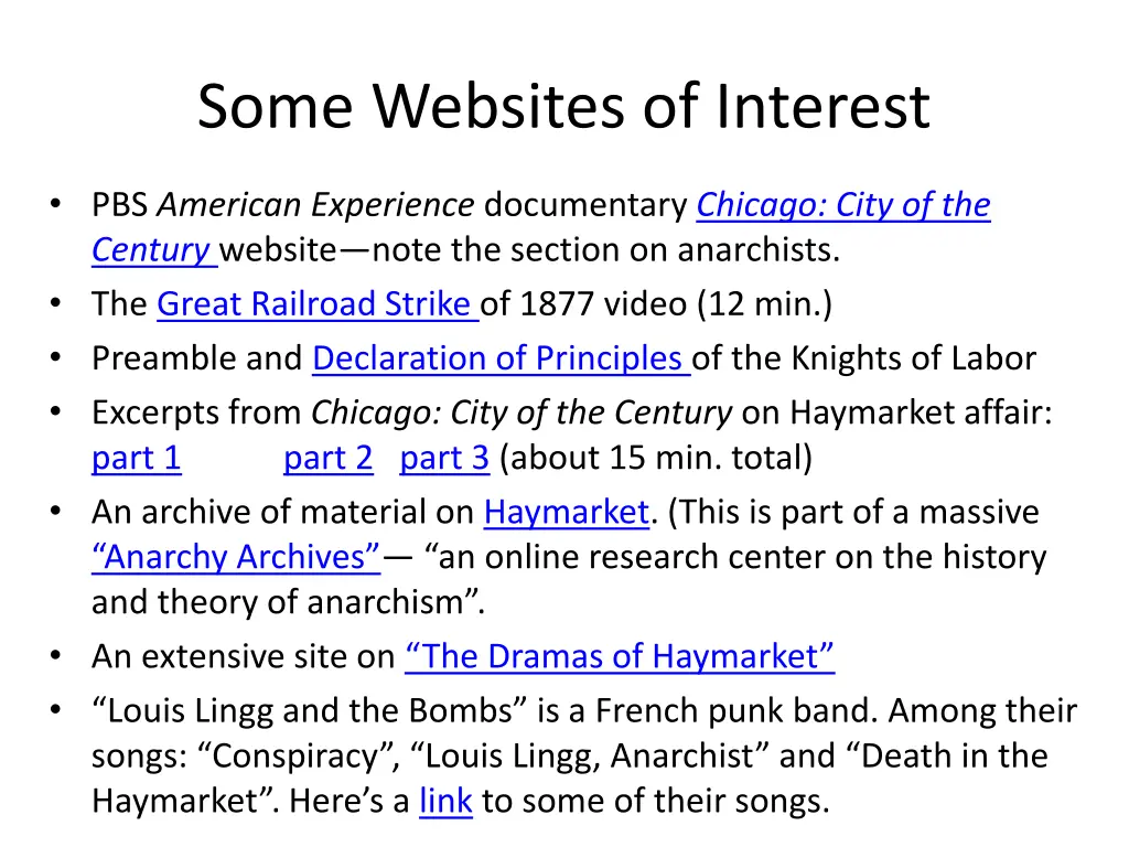 some websites of interest