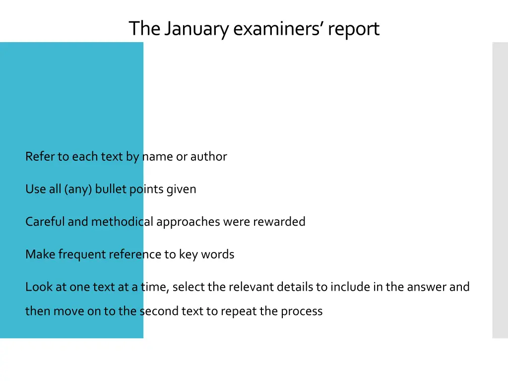 the january examiners report