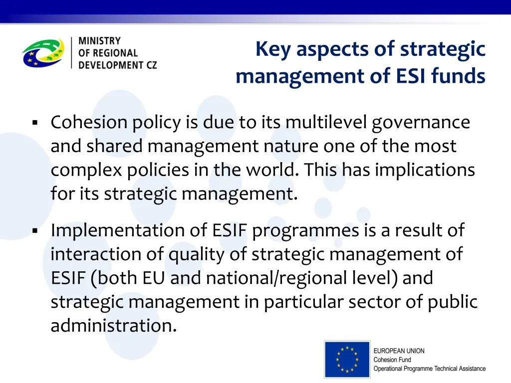 key aspects of strategic management of esi funds