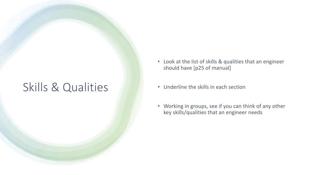 look at the list of skills qualities that