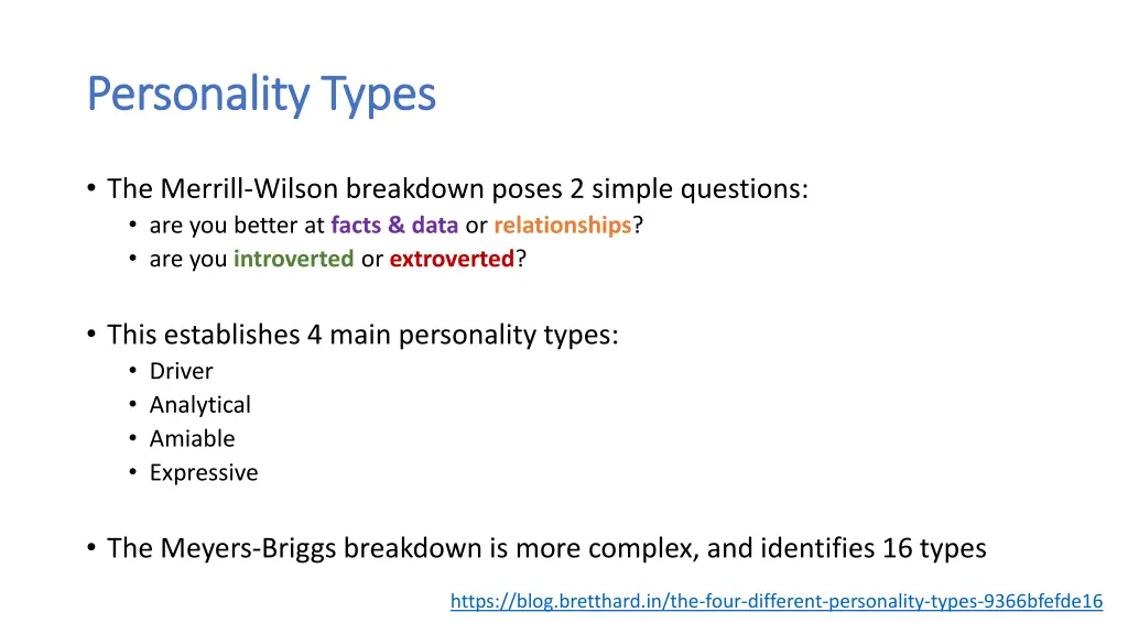 personality types personality types