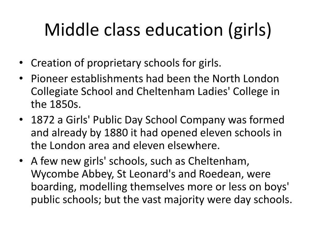 middle class education girls