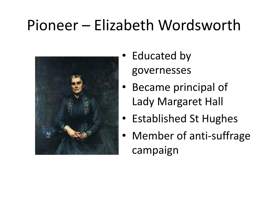 pioneer elizabeth wordsworth