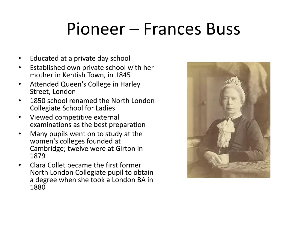 pioneer frances buss