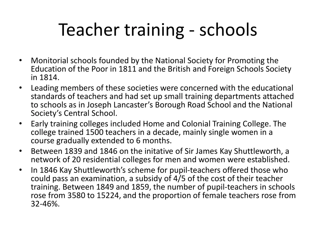 teacher training schools