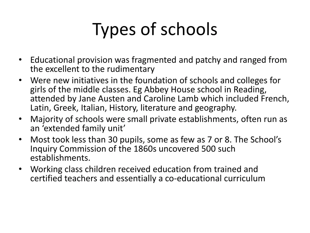 types of schools