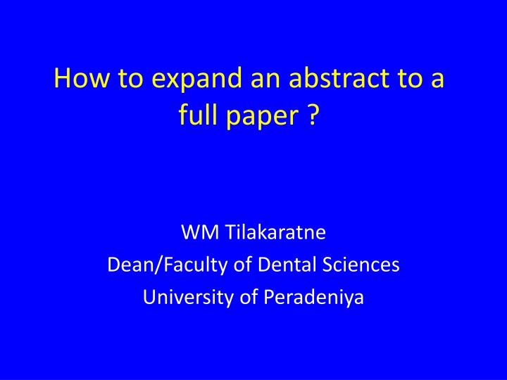 how to expand an abstract to a full paper