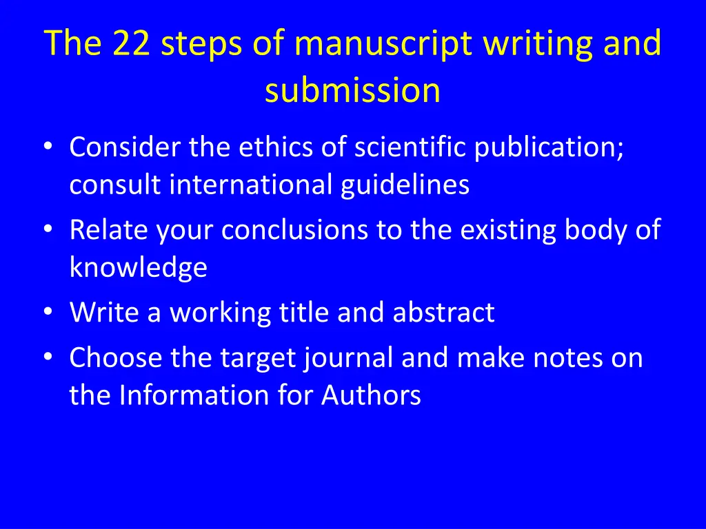 the 22 steps of manuscript writing and submission 1