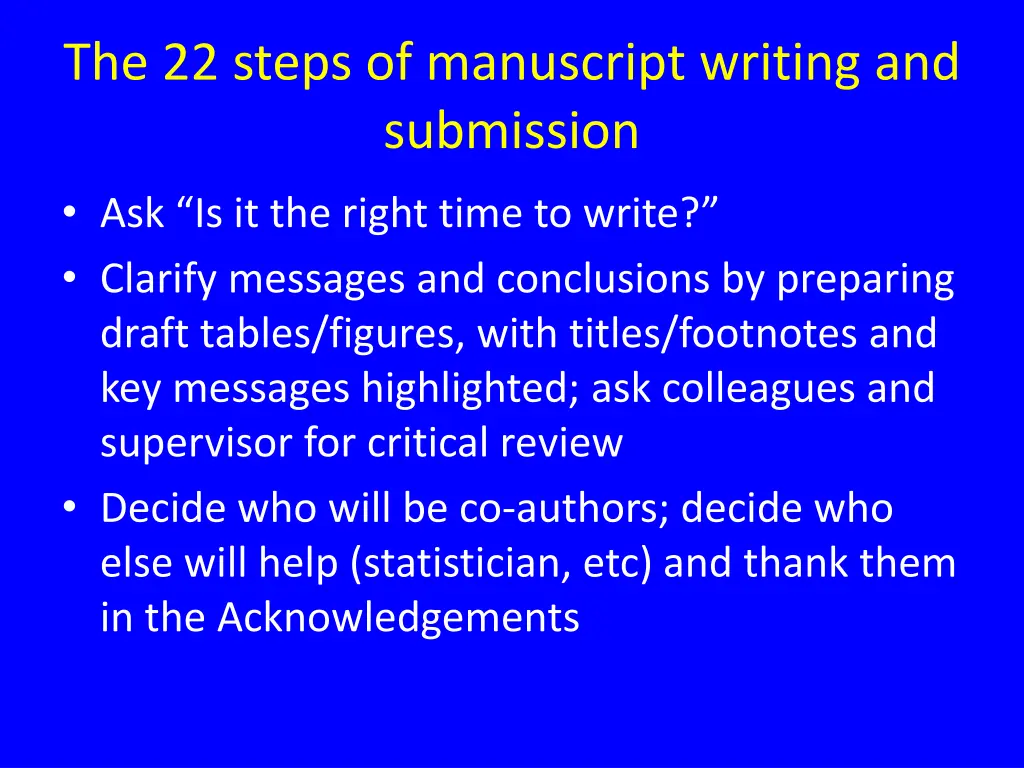 the 22 steps of manuscript writing and submission