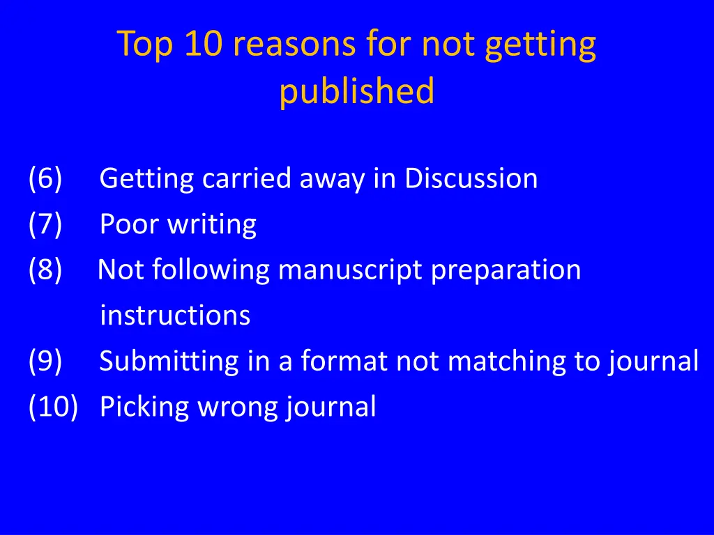 top 10 reasons for not getting published 1