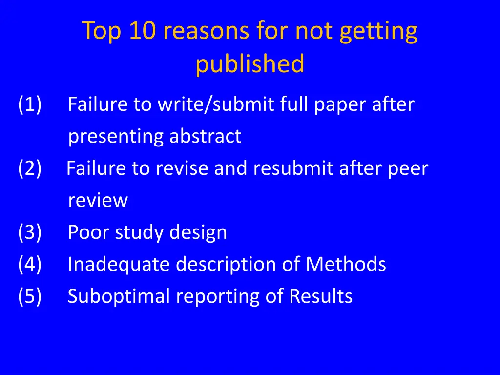 top 10 reasons for not getting published