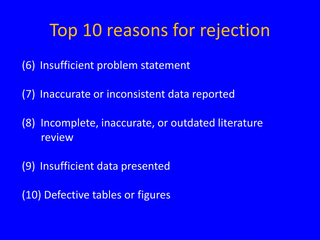 top 10 reasons for rejection 1