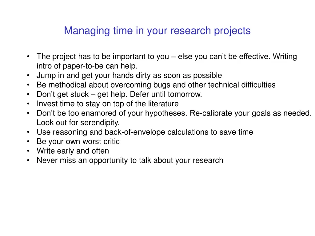 managing time in your research projects