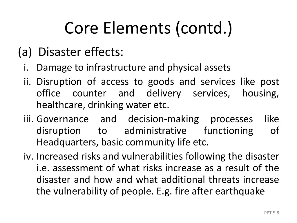 core elements contd