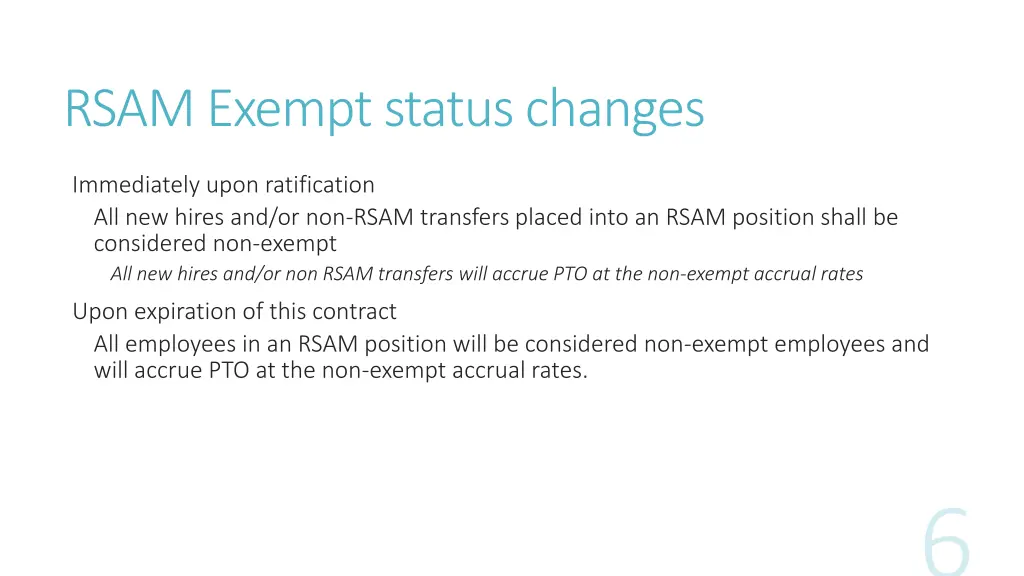 rsam exempt status changes