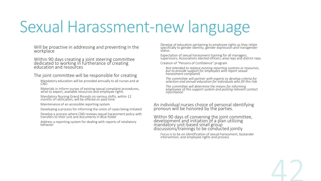 sexual harassment new language