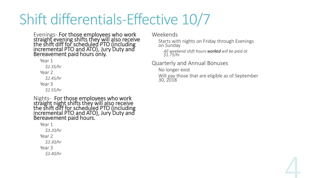 shift differentials effective 10 7