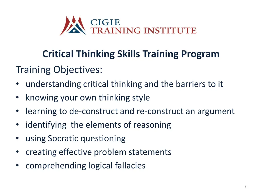 critical thinking skills training program